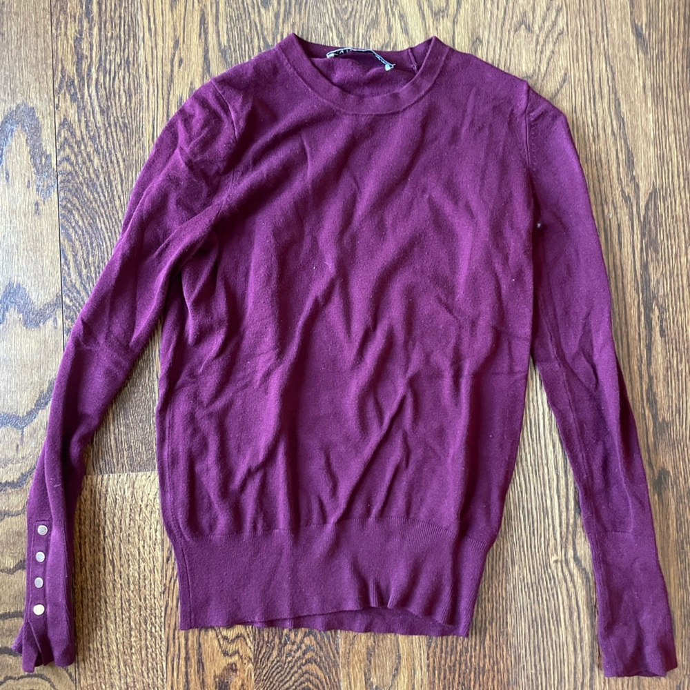 Plum Long Sleeve W/ Gold Buttons on Sleeves